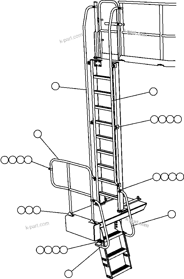 Komatsu parts book diagram for AFE57-CB 830E-1AC S/N A30340 - A30343     FELIX RESOURCES: LH LADDER HANDRAILS