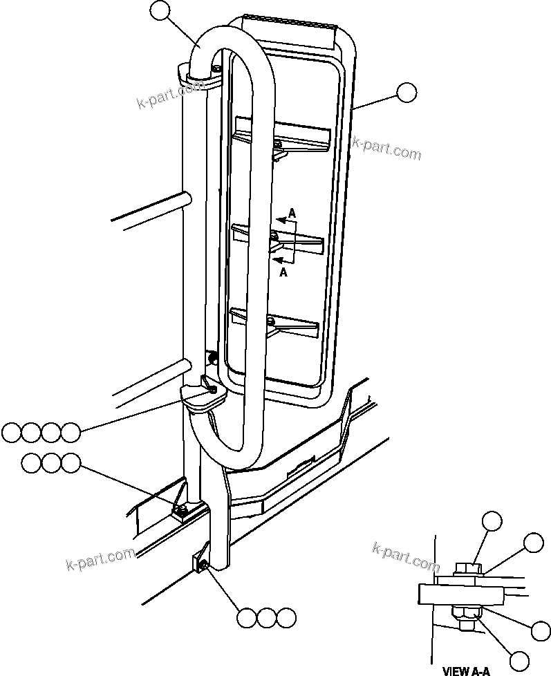 Komatsu parts book diagram for AFE57-CB 830E-1AC S/N A30340 - A30343     FELIX RESOURCES: LH MIRROR INSTALLATION