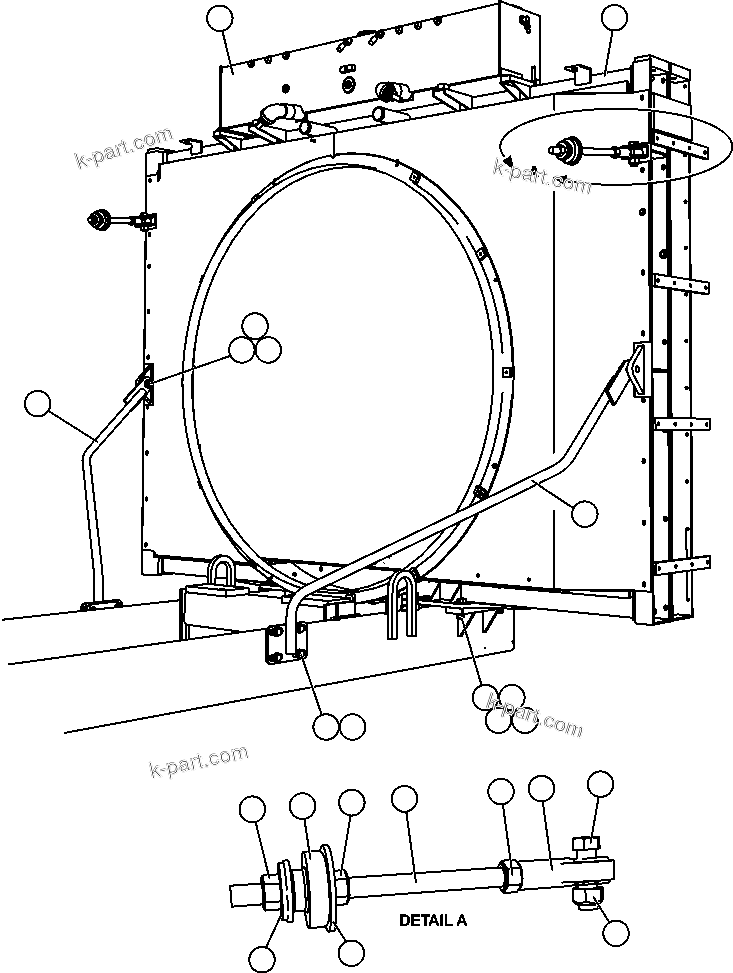 Komatsu parts book diagram for AFE57-CB 830E-1AC S/N A30340 - A30343     FELIX RESOURCES: RADIATOR MOUNTING