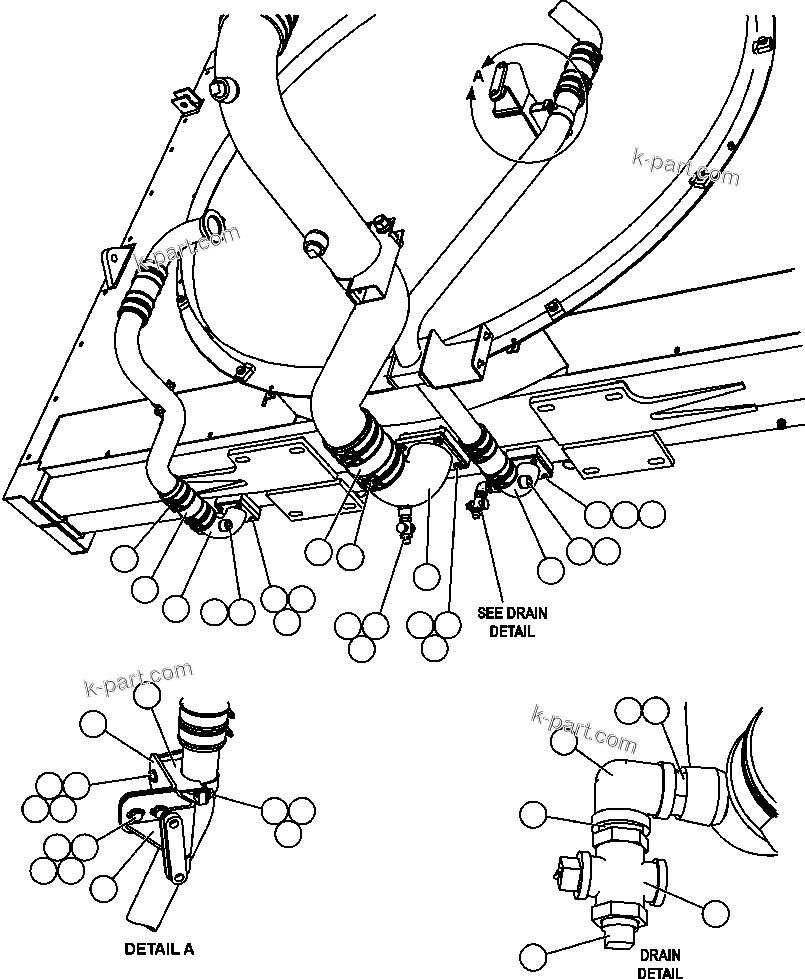 Komatsu parts book diagram for AFE57-CB 830E-1AC S/N A30340 - A30343     FELIX RESOURCES: COOLING SYSTEM PIPING  3/3