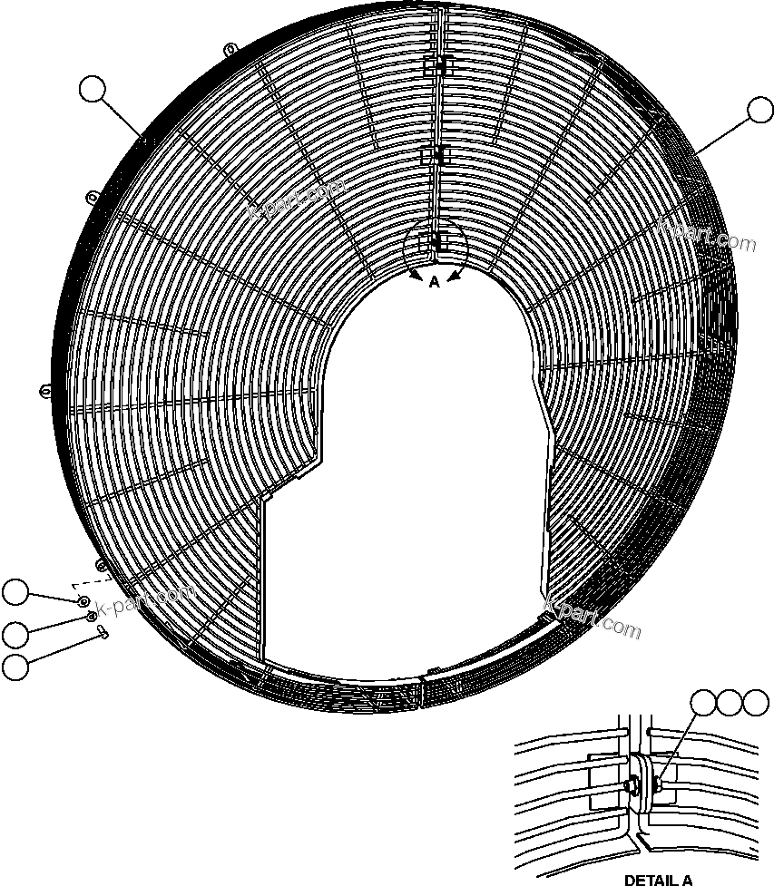 Komatsu parts book diagram for AFE57-CB 830E-1AC S/N A30340 - A30343     FELIX RESOURCES: FAN GUARD INSTALLATION