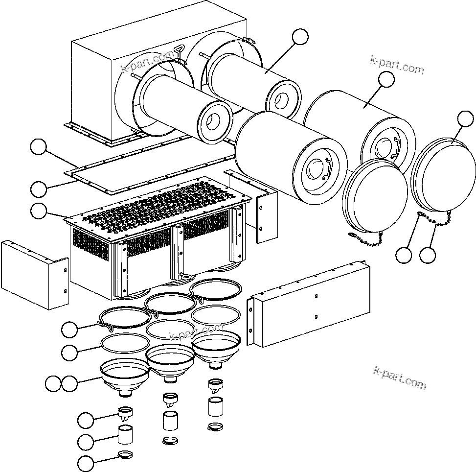 Komatsu parts book diagram for AFE57-CB 830E-1AC S/N A30340 - A30343     FELIX RESOURCES: AIR CLEANER (PC2558)