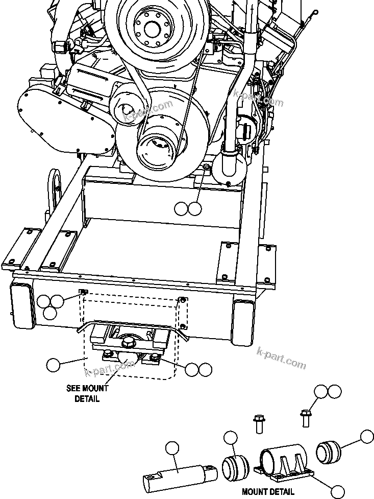 Komatsu parts book diagram for AFE57-CB 830E-1AC S/N A30340 - A30343     FELIX RESOURCES: ENGINE/SUB-FRAME MOUNTS