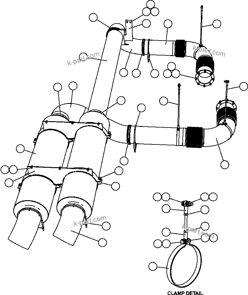 Komatsu parts book diagram for AFE57-CB 830E-1AC S/N A30340 - A30343     FELIX RESOURCES: EXHAUST