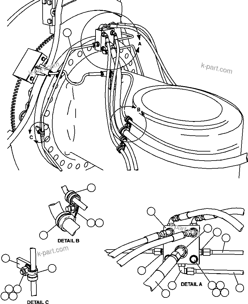 Komatsu parts book diagram for AFE57-CB 830E-1AC S/N A30340 - A30343     FELIX RESOURCES: FRONT BRAKE PIPING  2/2