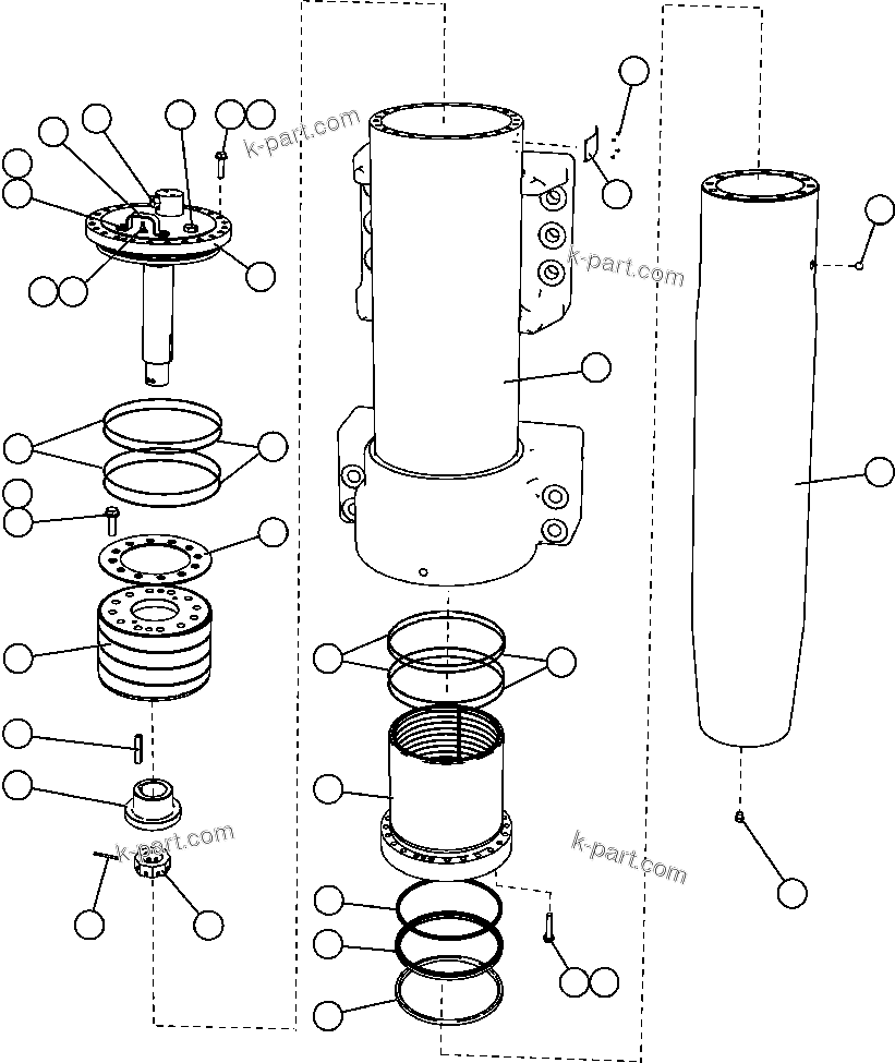 Komatsu parts book diagram for AFE57-CB 830E-1AC S/N A30340 - A30343     FELIX RESOURCES: FRONT SUSPENSION (EJ6895)