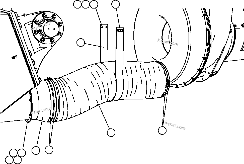 Komatsu parts book diagram for AFE57-CB 830E-1AC S/N A30340 - A30343     FELIX RESOURCES: DRIVE AXLE BLOWER HOSE