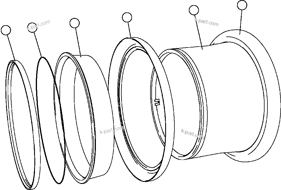 Komatsu parts book diagram for AFE57-CB 830E-1AC S/N A30340 - A30343     FELIX RESOURCES: RIM ASSEMBLY