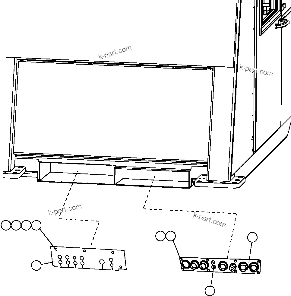 Komatsu parts book diagram for AFE57-CB 830E-1AC S/N A30340 - A30343     FELIX RESOURCES: CAB CONNECTOR PLATE AND HOSE FLAP