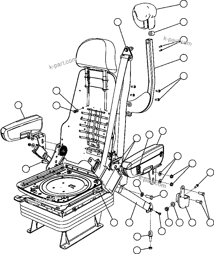 Komatsu parts book diagram for AFE57-CB 830E-1AC S/N A30340 - A30343     FELIX RESOURCES: OPERATOR'S SEAT ASSEMBLY  2/2 (PC2730)