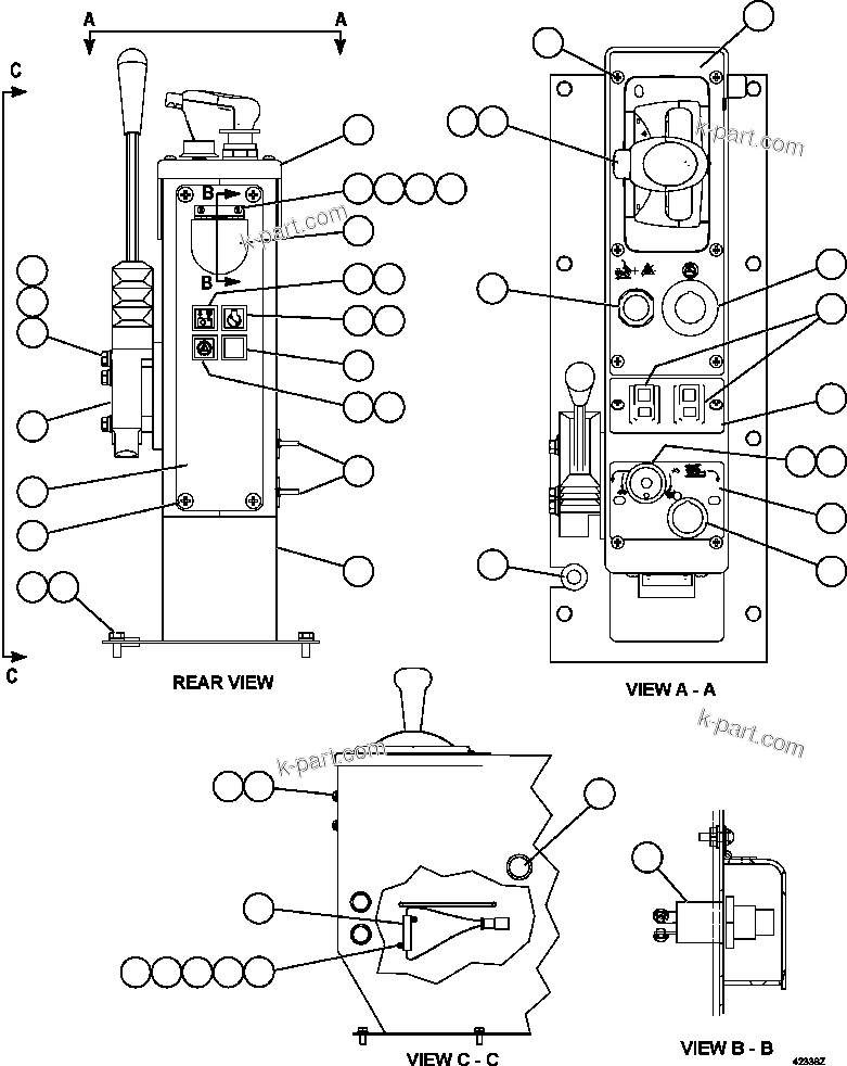 Komatsu parts book diagram for AFE57-CB 830E-1AC S/N A30340 - A30343     FELIX RESOURCES: CENTER CONSOLE MODULE INSTALLATION