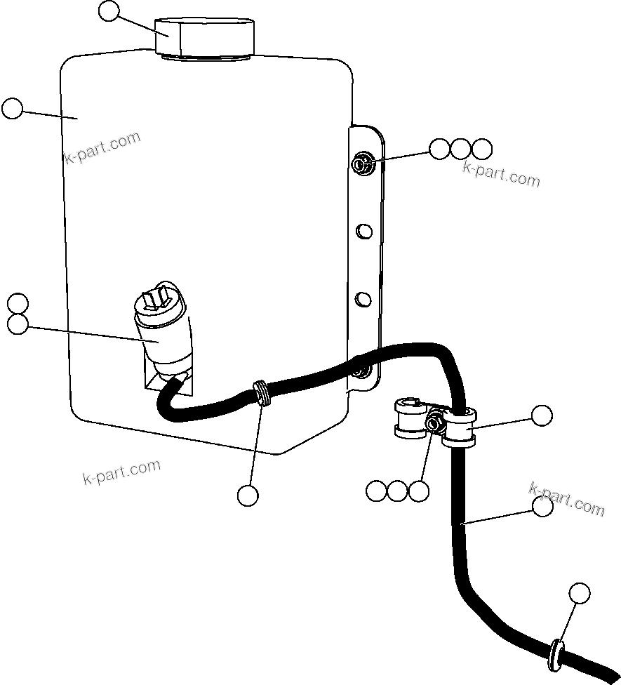 Komatsu parts book diagram for AFE57-CB 830E-1AC S/N A30340 - A30343     FELIX RESOURCES: WINDSHIELD WASHER INSTALLATION