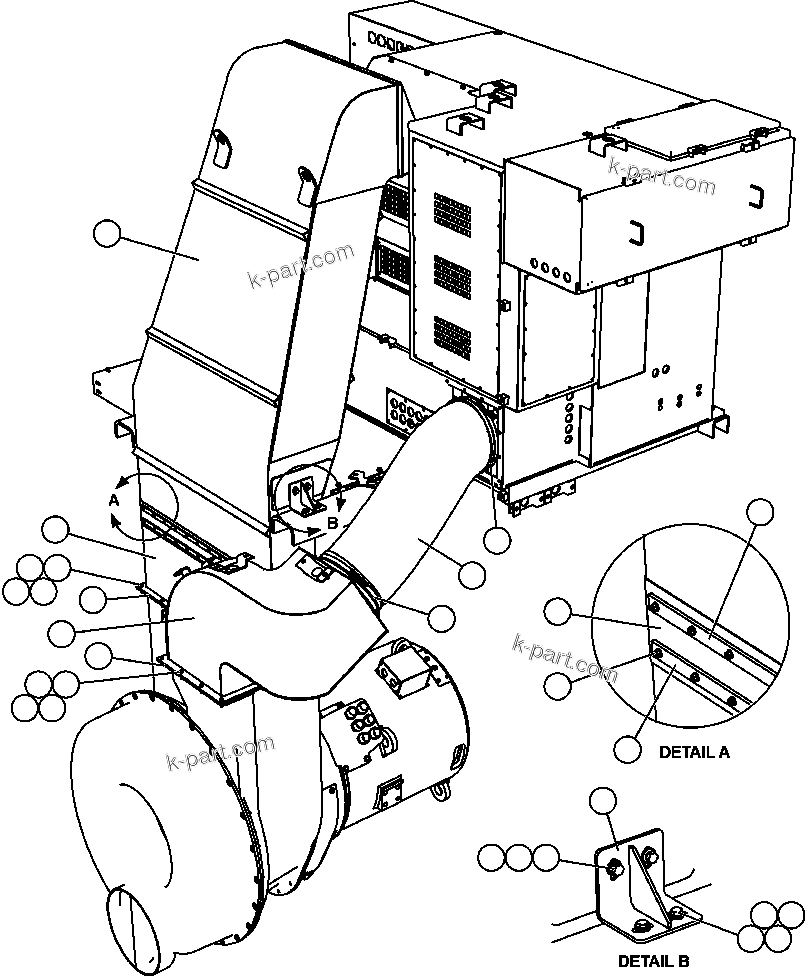 Komatsu parts book diagram for AFE57-CB 830E-1AC S/N A30340 - A30343     FELIX RESOURCES: BLOWER INLET INSTALLATION ( 1/2)
