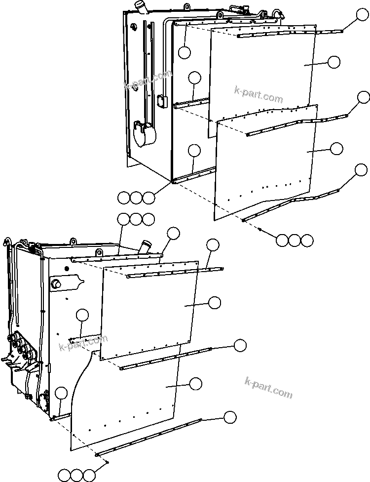 Komatsu parts book diagram for AFE57-CB 830E-1AC S/N A30340 - A30343     FELIX RESOURCES: FUEL TANK MUD FLAPS