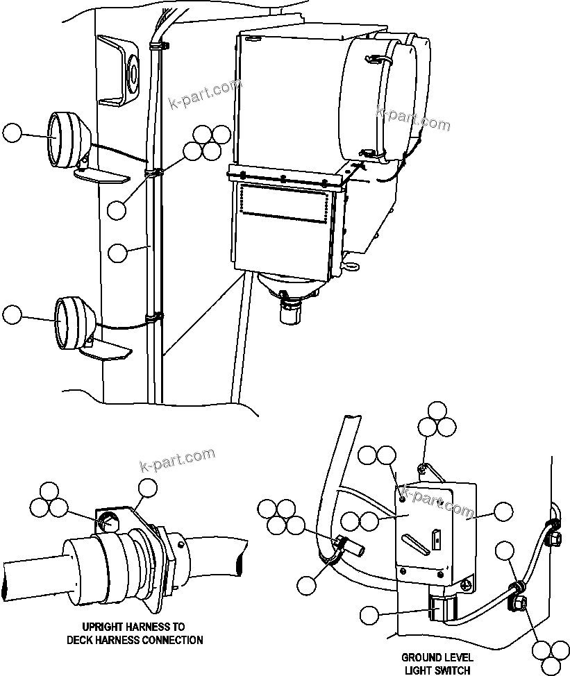 Komatsu parts book diagram for AFE57-CB 830E-1AC S/N A30340 - A30343     FELIX RESOURCES: LH UPRIGHT SERVICE LIGHTS