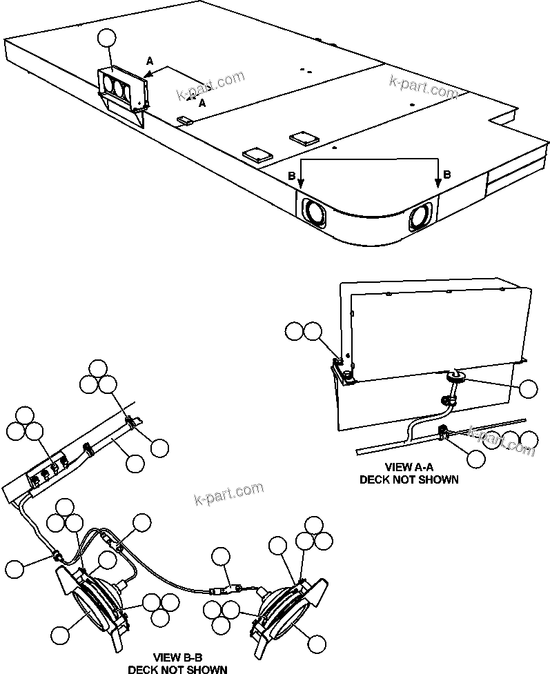 Komatsu parts book diagram for AFE57-CB 830E-1AC S/N A30340 - A30343     FELIX RESOURCES: RH DECK LIGHTS