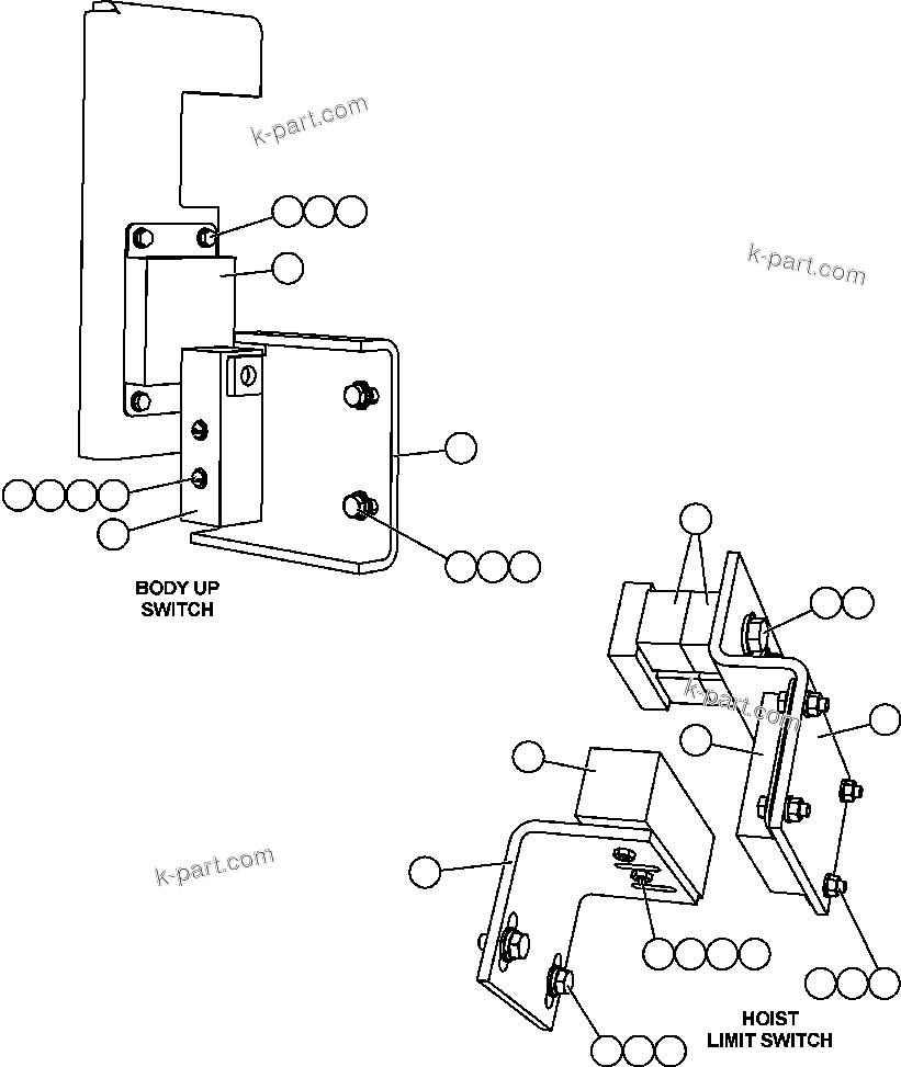 Komatsu parts book diagram for AFE57-CB 830E-1AC S/N A30340 - A30343     FELIX RESOURCES: HOIST LIMIT/BODY-UP SWITCHES