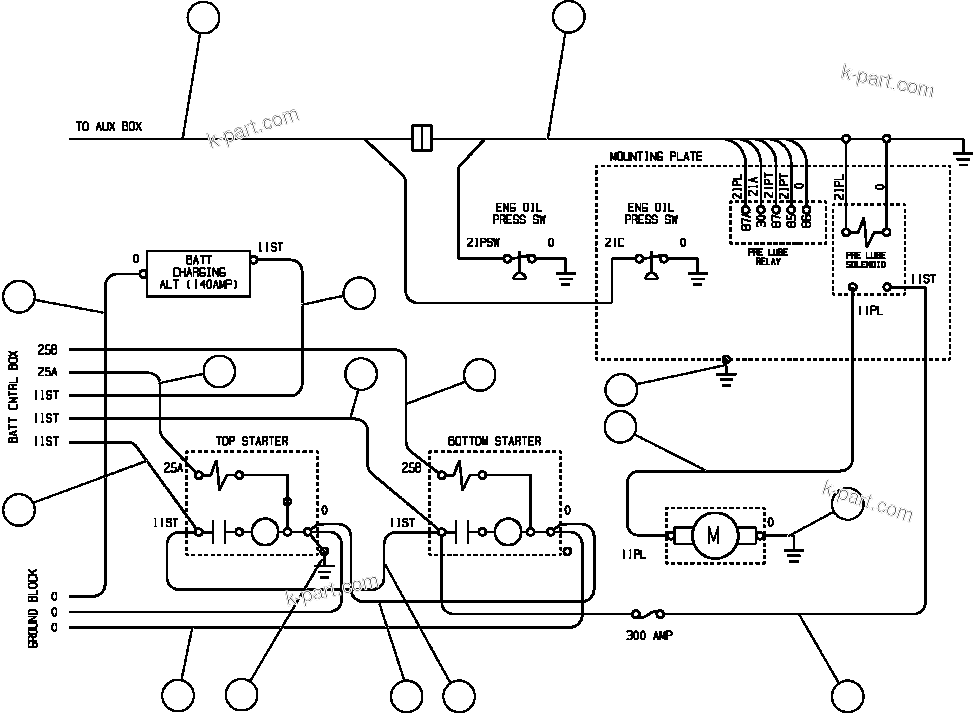 Komatsu parts book diagram for AFE57-CB 830E-1AC S/N A30340 - A30343     FELIX RESOURCES: BATTERY & ELECTRIC STARTER WIRING