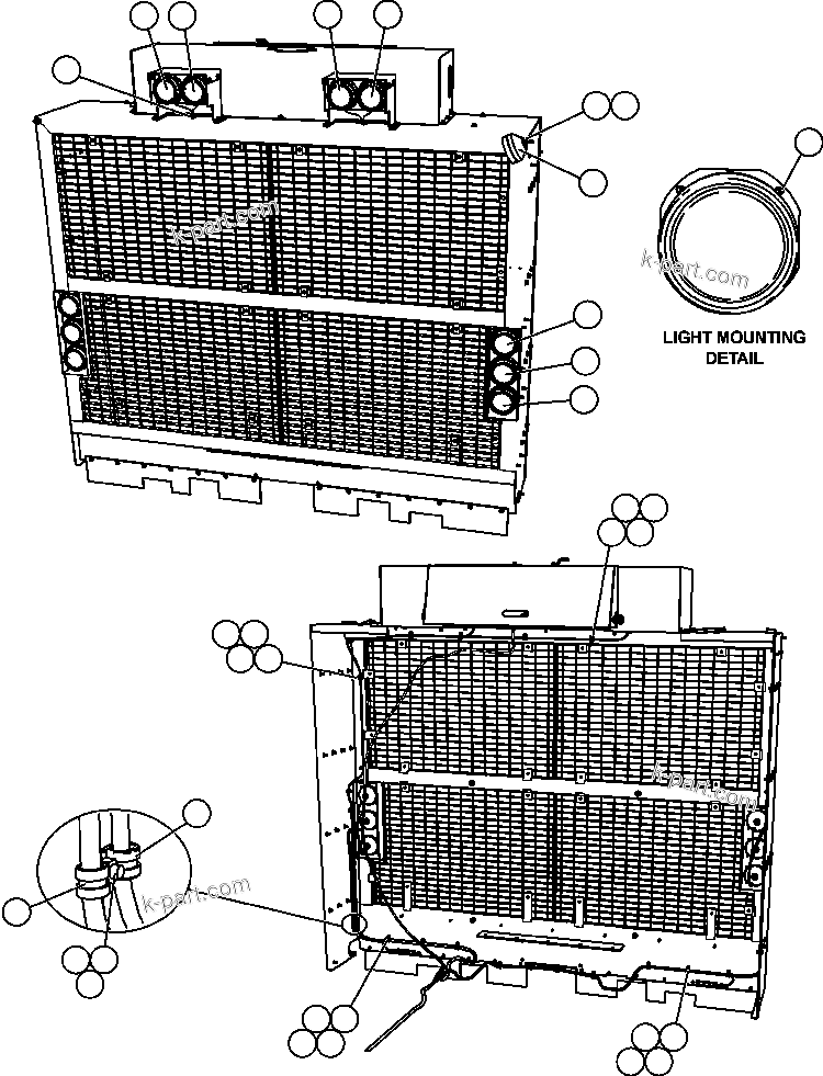 Komatsu parts book diagram for AFE57-CB 830E-1AC S/N A30340 - A30343     FELIX RESOURCES: GRILLE MOUNTED LIGHTS