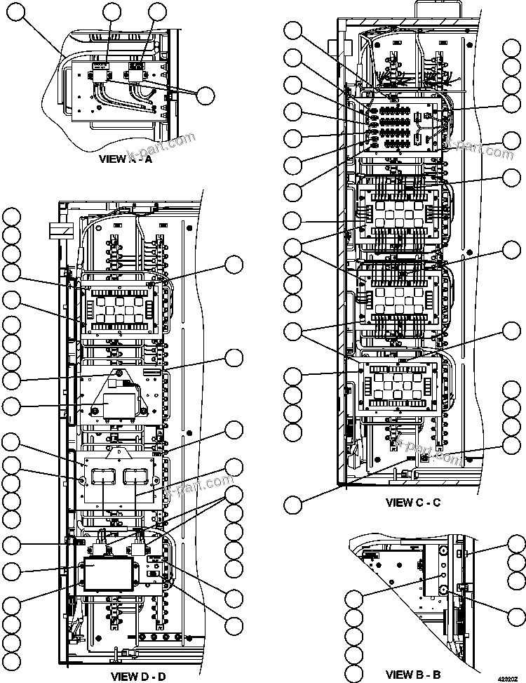 Komatsu parts book diagram for AFE57-CB 830E-1AC S/N A30340 - A30343     FELIX RESOURCES: AUXILIARY CONTROL CABINET COMPONENTS - LH WALL 2/2
