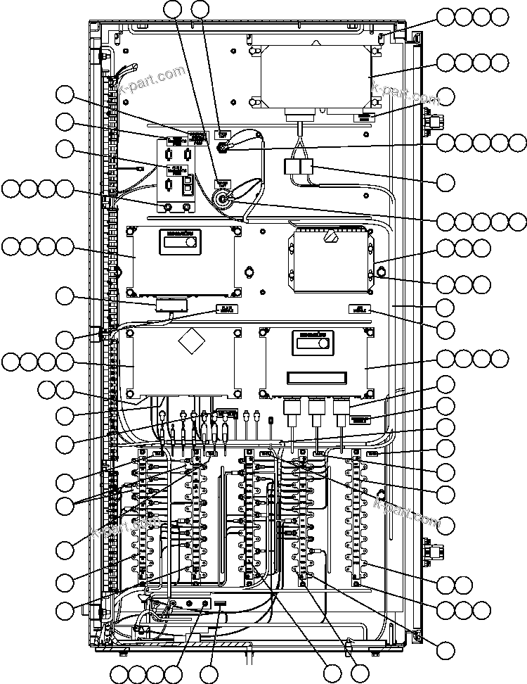 Komatsu parts book diagram for AFE57-CB 830E-1AC S/N A30340 - A30343     FELIX RESOURCES: AUXILIARY CONTROL CABINET COMPONENTS - RH WALL