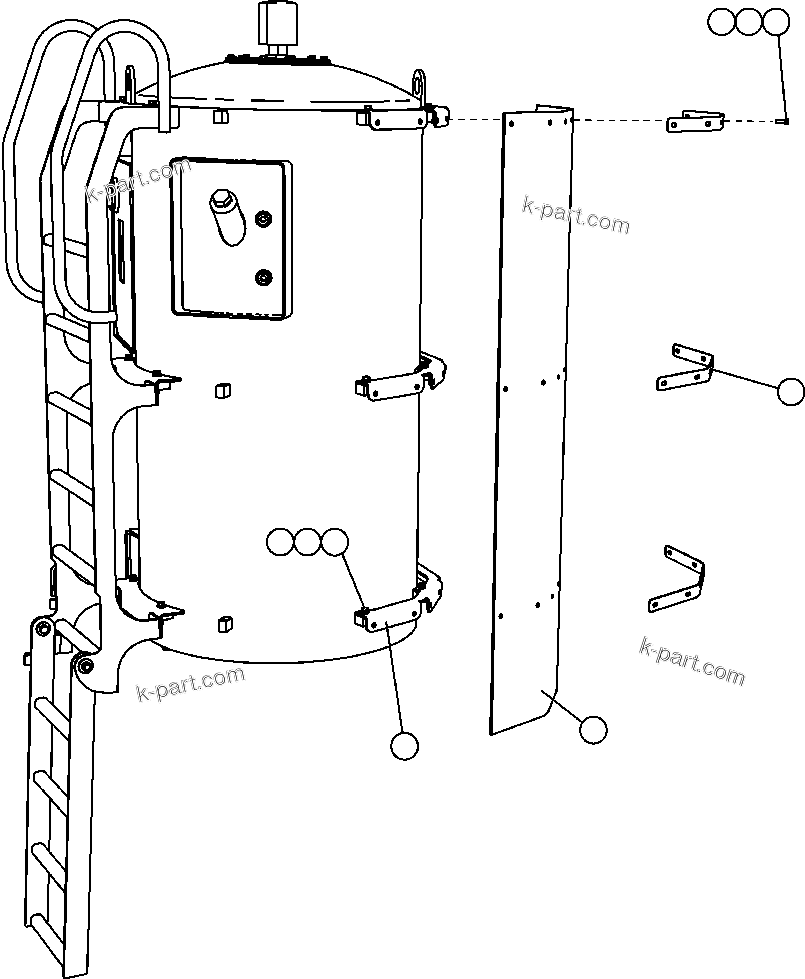Komatsu parts book diagram for AFE57-CB 830E-1AC S/N A30340 - A30343     FELIX RESOURCES: HYDRAULIC TANK MUDFLAPS