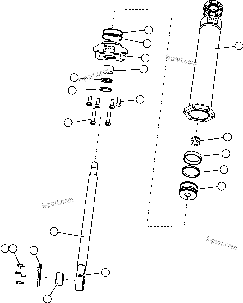 Komatsu parts book diagram for AFE57-CB 830E-1AC S/N A30340 - A30343     FELIX RESOURCES: STEERING CYLINDER AND BEARINGS