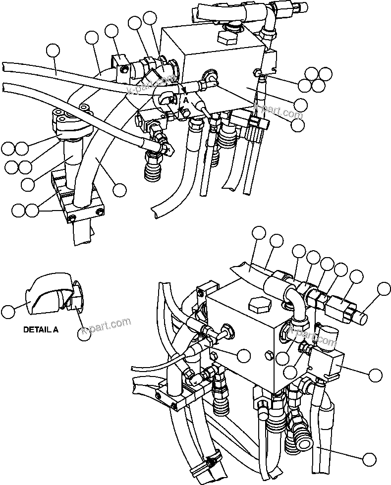 Komatsu parts book diagram for AFE57-CB 830E-1AC S/N A30340 - A30343     FELIX RESOURCES: BLEEDDOWN MANIFOLD PIPING  1/2