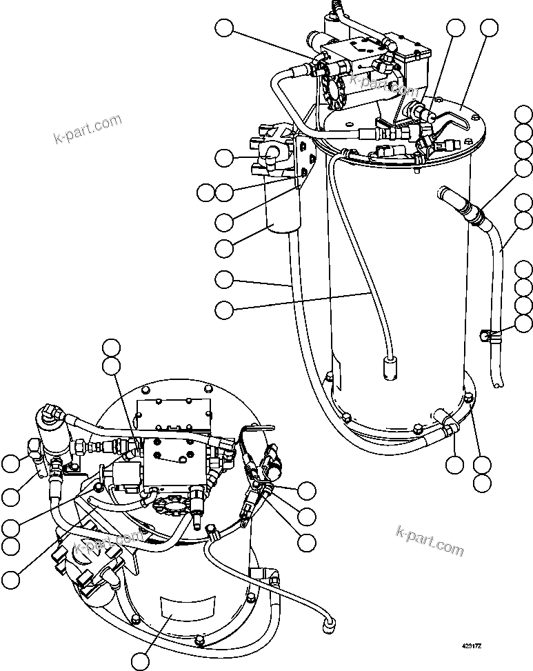 Komatsu parts book diagram for AFE57-CB 830E-1AC S/N A30340 - A30343     FELIX RESOURCES: AUTOMATIC LUBRICATION - RESERVOIR