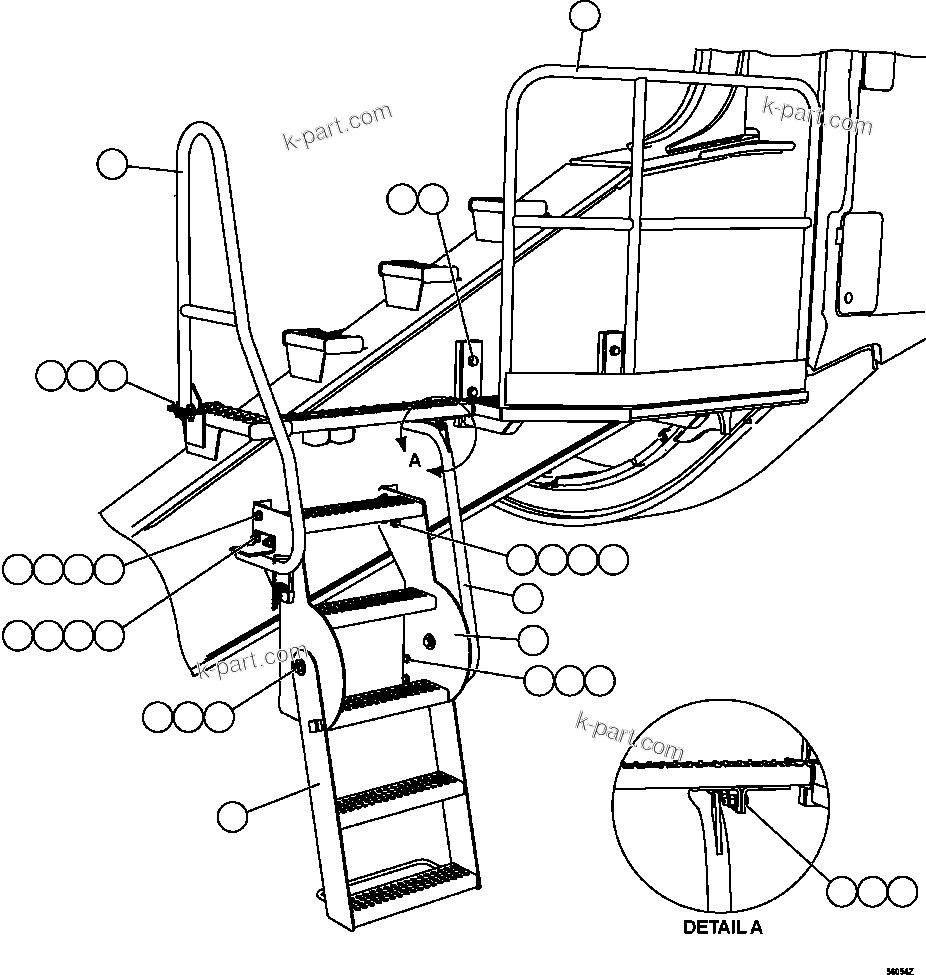 Komatsu parts book diagram for AFE57-CV 830E-1AC S/N A30461 - A30463 & A30470 - A30472     BARRICK BALD MOUNTAIN: LH ENGINE ACCESS LADDER