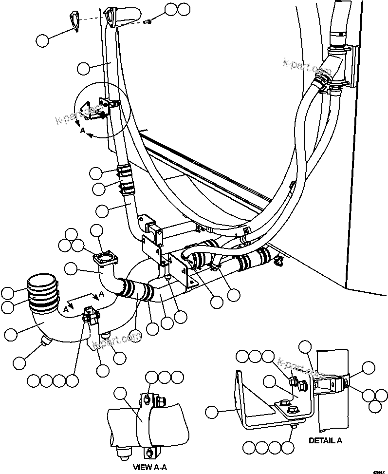 Komatsu parts book diagram for AFE57-CV 830E-1AC S/N A30461 - A30463 & A30470 - A30472     BARRICK BALD MOUNTAIN: COOLING SYSTEM PIPING ( 2/3)