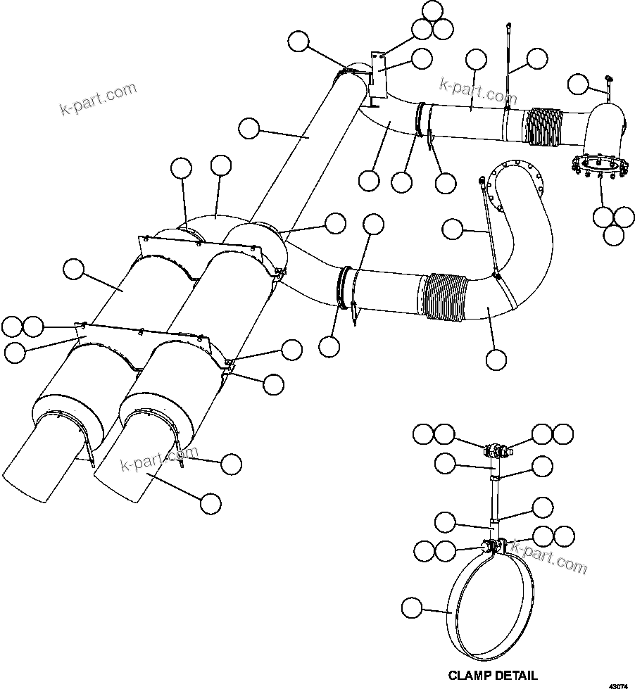 Komatsu parts book diagram for AFE57-CV 830E-1AC S/N A30461 - A30463 & A30470 - A30472     BARRICK BALD MOUNTAIN: EXHAUST