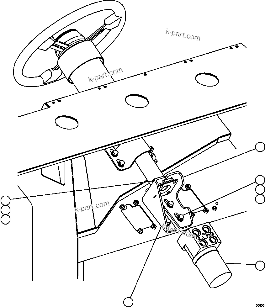 Komatsu parts book diagram for AFE57-CV 830E-1AC S/N A30461 - A30463 & A30470 - A30472     BARRICK BALD MOUNTAIN: STEERING CONTROL VALVE INSTALLATION