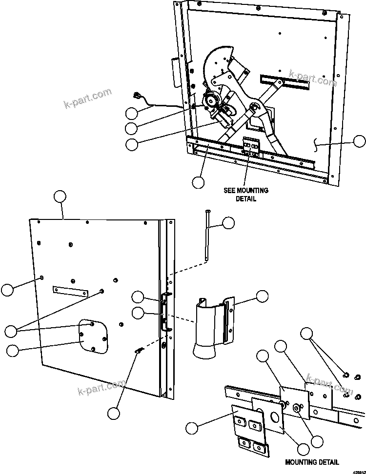Komatsu parts book diagram for AFE57-CV 830E-1AC S/N A30461 - A30463 & A30470 - A30472     BARRICK BALD MOUNTAIN: INNER DOOR PANEL - RH (EL2747)