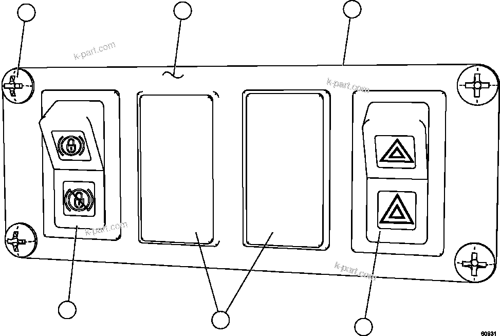 Komatsu parts book diagram for AFE57-CV 830E-1AC S/N A30461 - A30463 & A30470 - A30472     BARRICK BALD MOUNTAIN: UPPER RH DASH MODULE (EL3495)