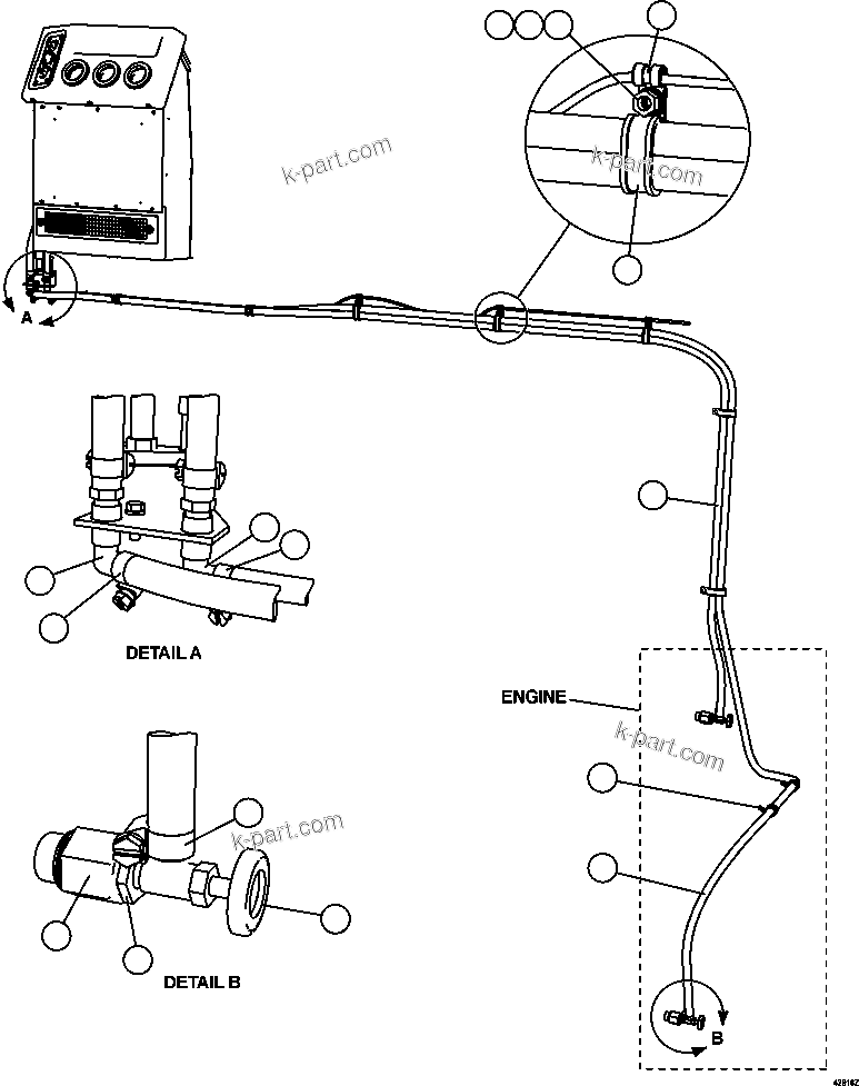 Komatsu parts book diagram for AFE57-CV 830E-1AC S/N A30461 - A30463 & A30470 - A30472     BARRICK BALD MOUNTAIN: HEATER PIPING