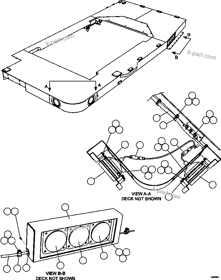 Komatsu parts book diagram for AFE57-CV 830E-1AC S/N A30461 - A30463 & A30470 - A30472     BARRICK BALD MOUNTAIN: LH DECK LIGHTS