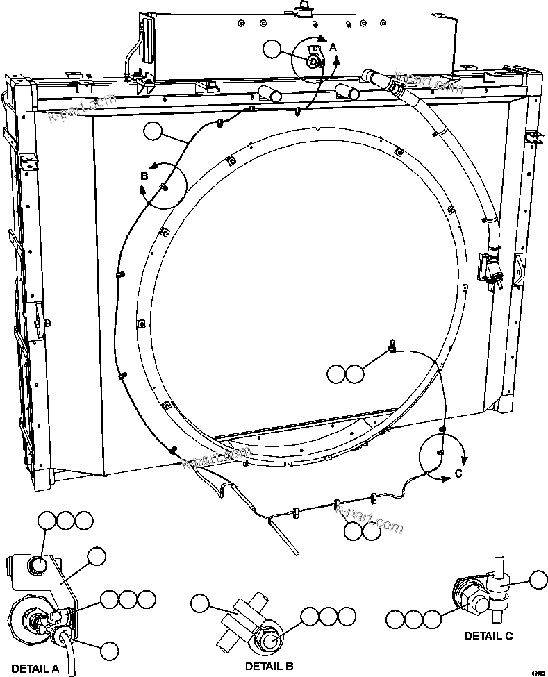 Komatsu parts book diagram for AFE57-CV 830E-1AC S/N A30461 - A30463 & A30470 - A30472     BARRICK BALD MOUNTAIN: COOLING SYSTEM WIRING