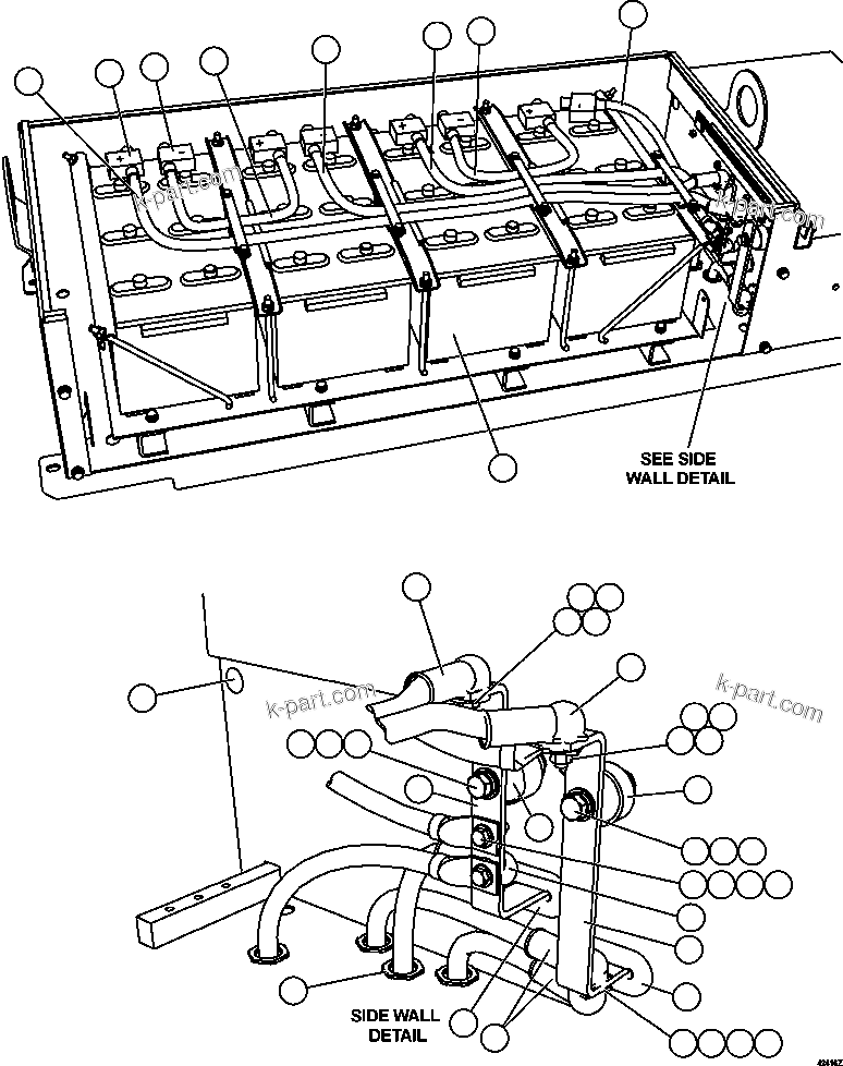 Komatsu parts book diagram for AFE57-CV 830E-1AC S/N A30461 - A30463 & A30470 - A30472     BARRICK BALD MOUNTAIN: BATTERY BOX ( 3/5)