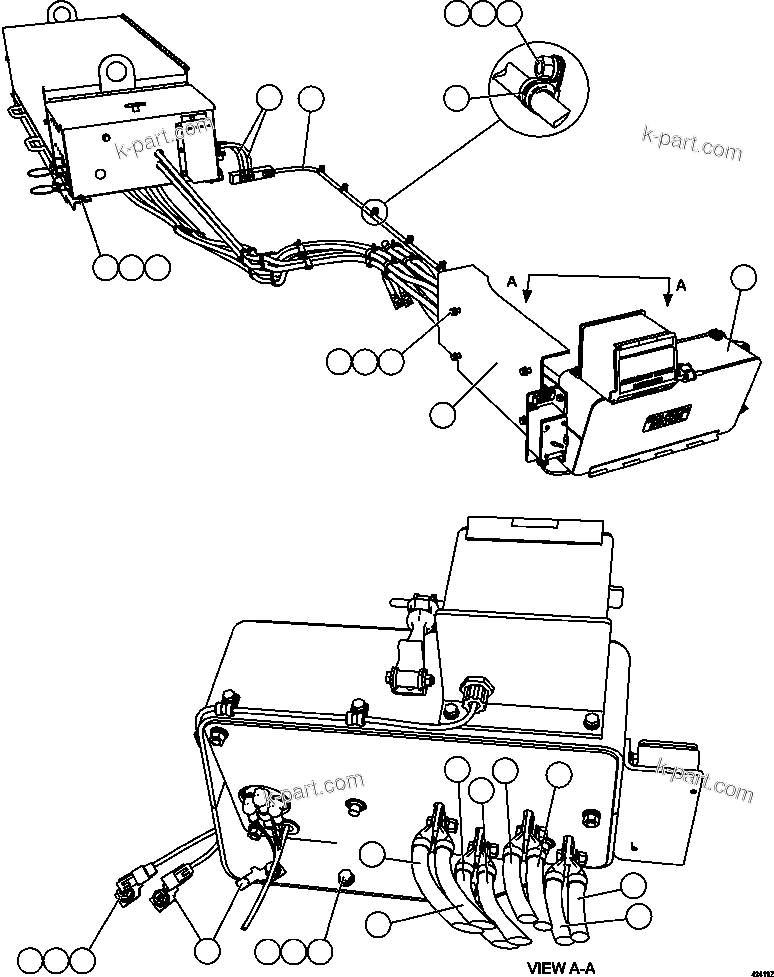 Komatsu parts book diagram for AFE57-CV 830E-1AC S/N A30461 - A30463 & A30470 - A30472     BARRICK BALD MOUNTAIN: BATTERY BOX WIRING ( 1/2)