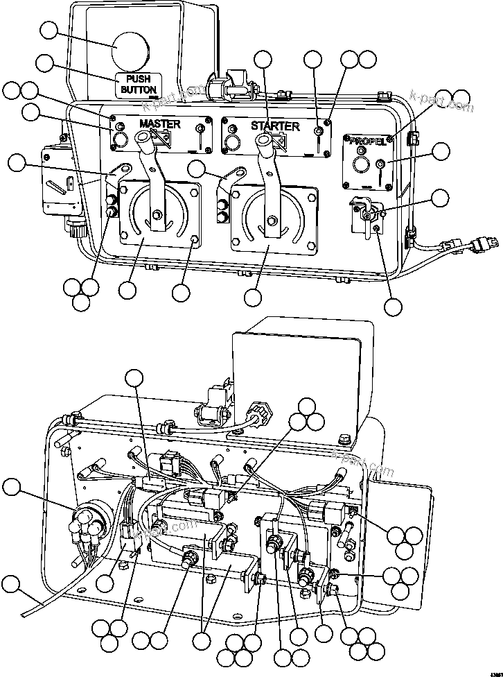 Komatsu parts book diagram for AFE57-CV 830E-1AC S/N A30461 - A30463 & A30470 - A30472     BARRICK BALD MOUNTAIN: ISOLATION BOX   2/2 (EM6484)