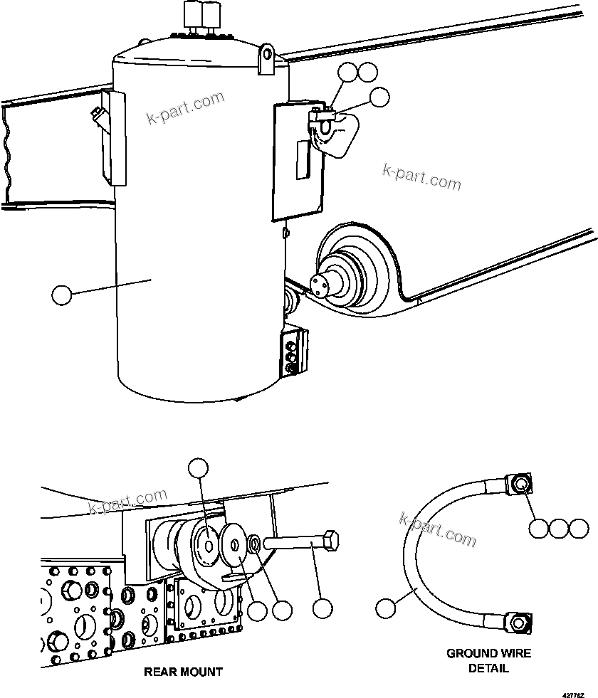 Komatsu parts book diagram for AFE57-CV 830E-1AC S/N A30461 - A30463 & A30470 - A30472     BARRICK BALD MOUNTAIN: HYDRAULIC TANK INSTALLATION