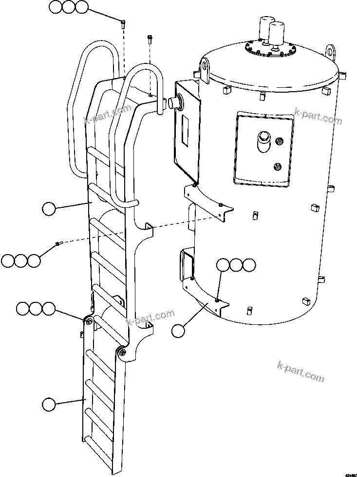 Komatsu parts book diagram for AFE57-CV 830E-1AC S/N A30461 - A30463 & A30470 - A30472     BARRICK BALD MOUNTAIN: HYDRAULIC TANK LADDER INSTALLATION
