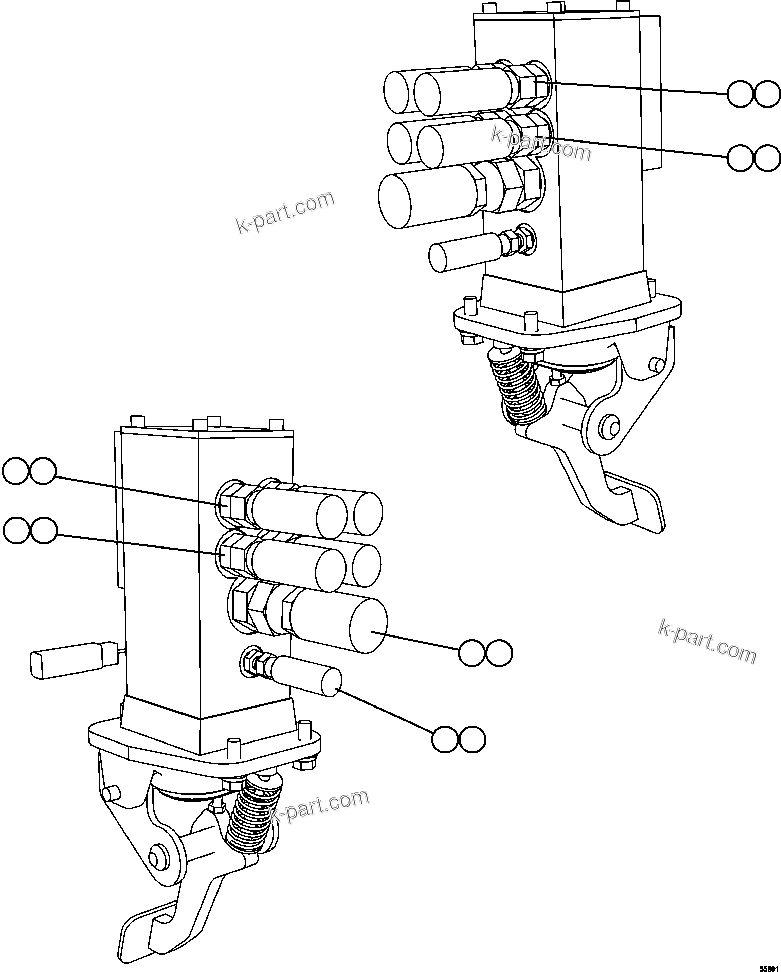 Komatsu parts book diagram for AFE57-CV 830E-1AC S/N A30461 - A30463 & A30470 - A30472     BARRICK BALD MOUNTAIN: BRAKE VALVE PIPING