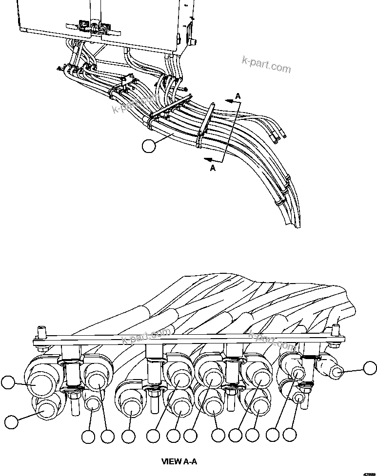 Komatsu parts book diagram for AFE57-CV 830E-1AC S/N A30461 - A30463 & A30470 - A30472     BARRICK BALD MOUNTAIN: LH DECK PIPING ( 3/3)