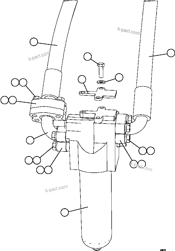 Komatsu parts book diagram for AFE57-CV 830E-1AC S/N A30461 - A30463 & A30470 - A30472     BARRICK BALD MOUNTAIN: STEERING FILTER INSTALLATION