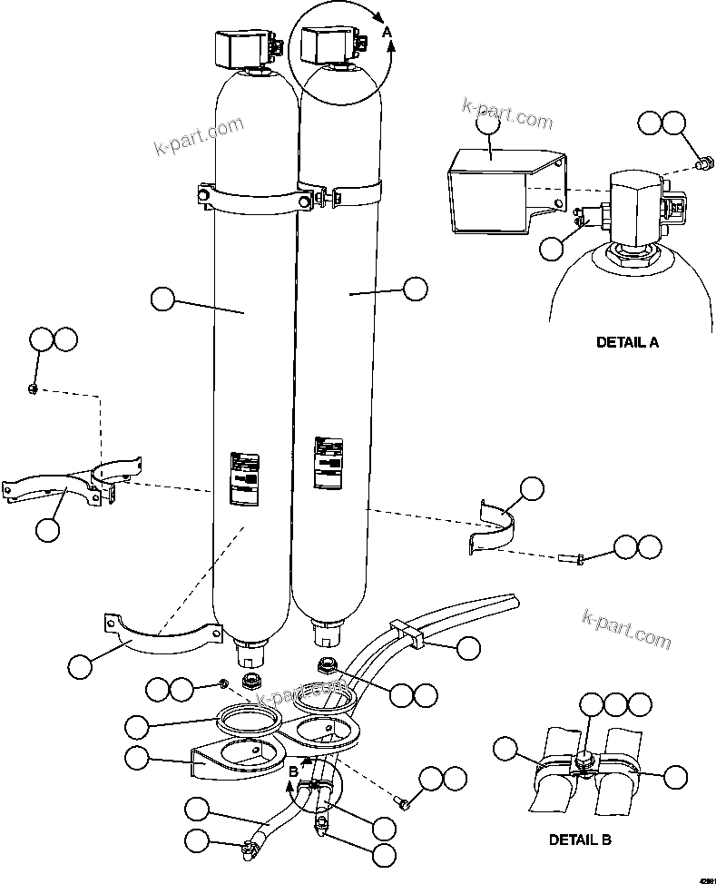 Komatsu parts book diagram for AFE57-CV 830E-1AC S/N A30461 - A30463 & A30470 - A30472     BARRICK BALD MOUNTAIN: STEERING ACCUMULATOR INSTALLATION