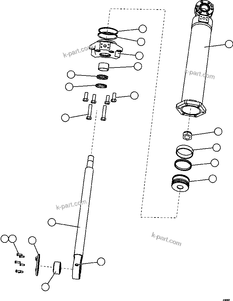Komatsu parts book diagram for AFE57-CV 830E-1AC S/N A30461 - A30463 & A30470 - A30472     BARRICK BALD MOUNTAIN: STEERING CYLINDER AND BEARINGS