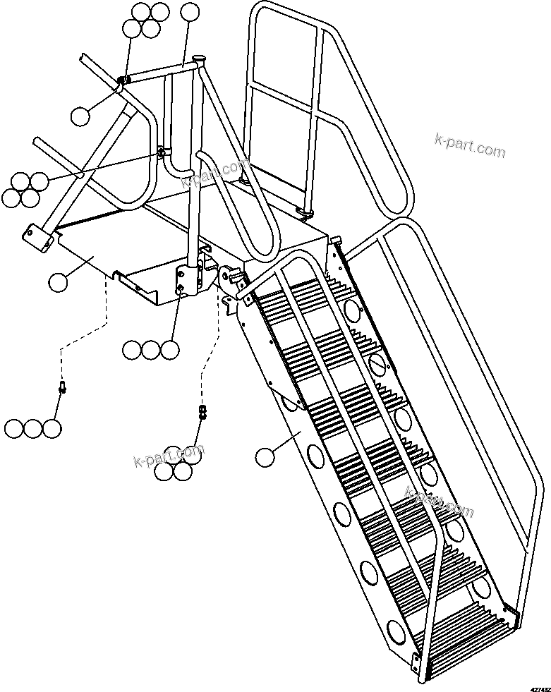 Komatsu parts book diagram for AFE57-CV 830E-1AC S/N A30461 - A30463 & A30470 - A30472     BARRICK BALD MOUNTAIN: RETRACTABLE LADDER ( 1/3)