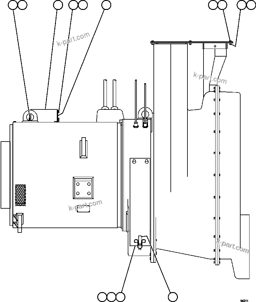 Komatsu parts book diagram for AFE57-CV 830E-1AC S/N A30461 - A30463 & A30470 - A30472     BARRICK BALD MOUNTAIN: ALTERNATOR/BLOWER ASSEMBLY (PC2666)